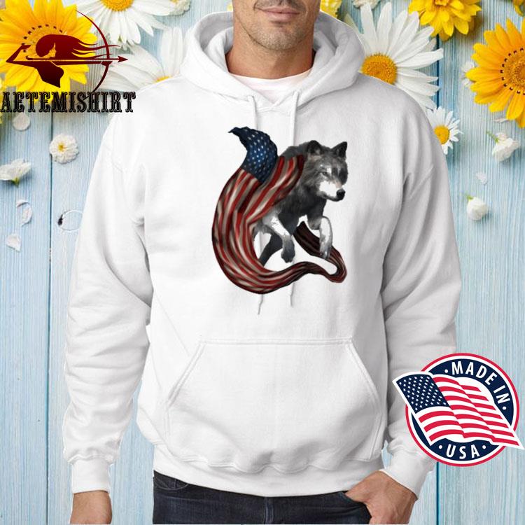 Wolf cool and freedom wolf lovers American flag Hoodie