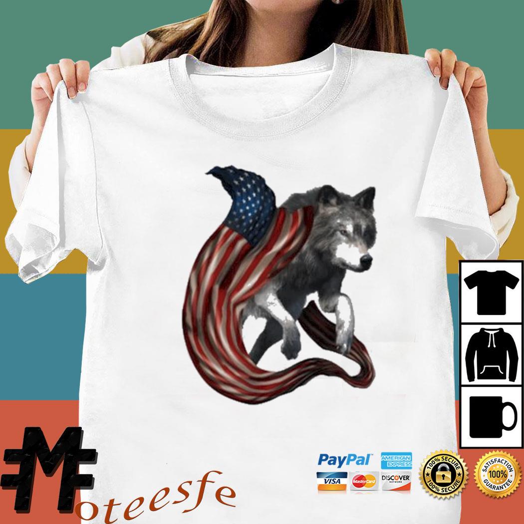 Wolf cool and freedom wolf lovers American flag shirt