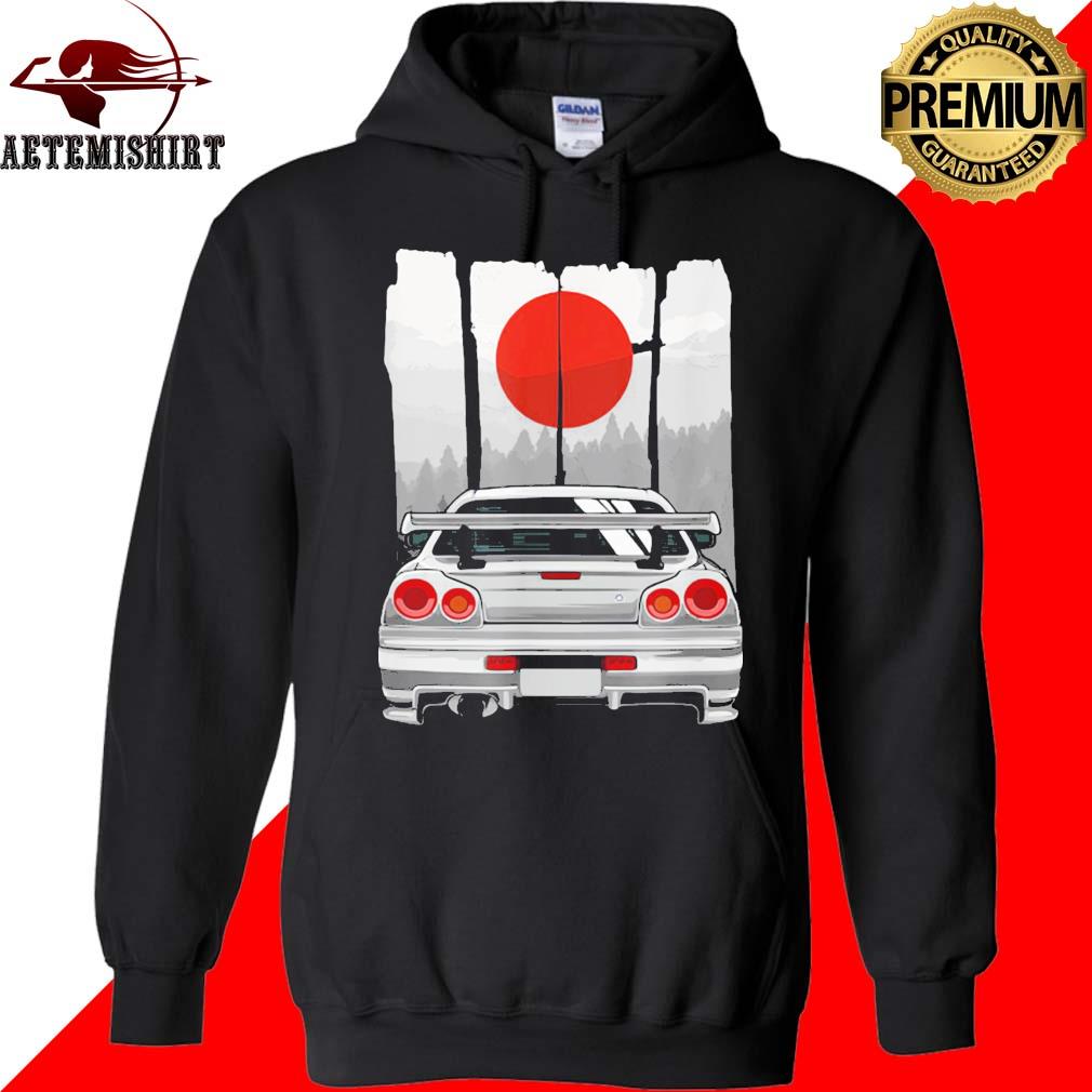 JDM Skyline R34 Car Tuning Japan Rising Sun Drift Long Sleeve T-Shirt