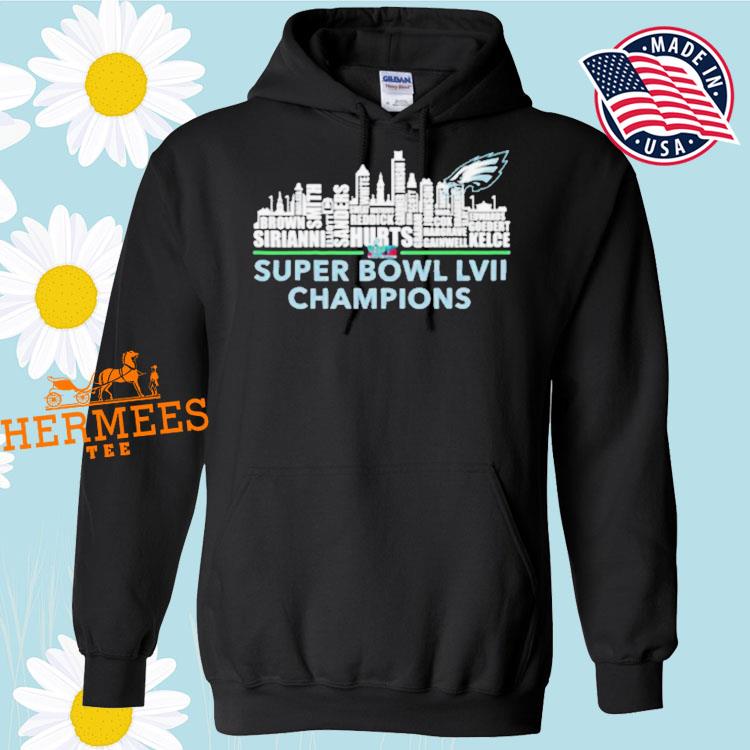 Official Philadelphia Eagles team name skyline Super Bowl LVII Champions  2023 shirt, hoodie, sweater, long sleeve and tank top