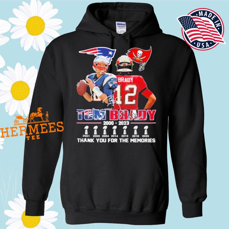 Official Tom Brady 2000 - 2023 thank you for the memories shirt, hoodie,  sweater, long sleeve and tank top