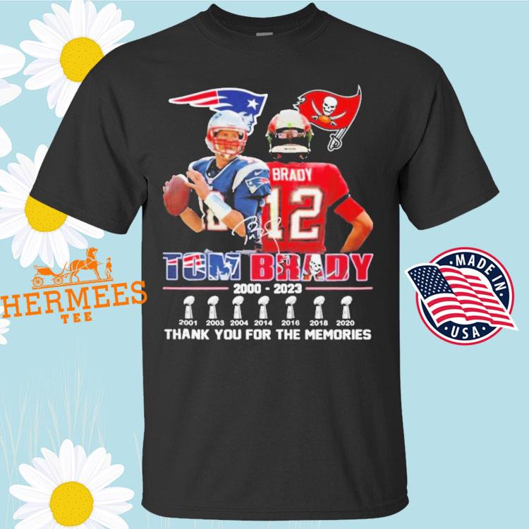 Official tom Brady 2000-2023 thank you for the memories shirt