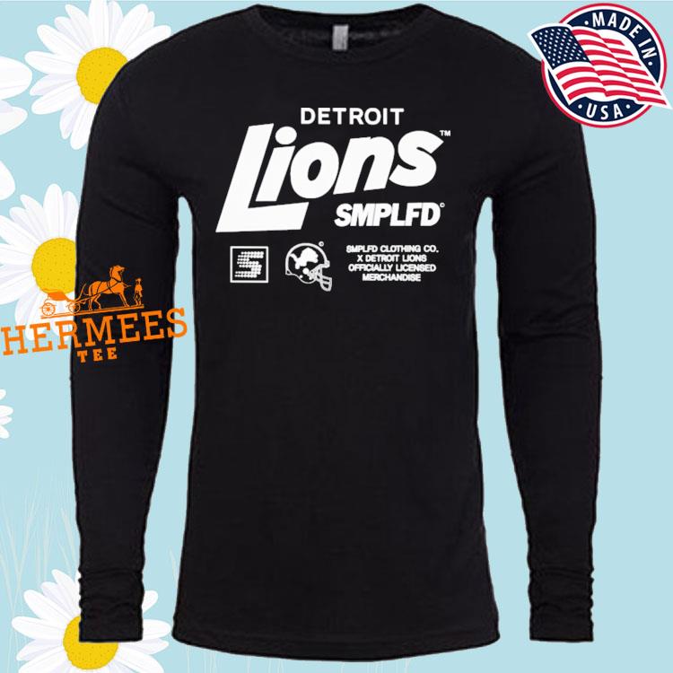 Detroit Lions Store SMPLFD x Lions Newsprint 2023 T Shirt Black