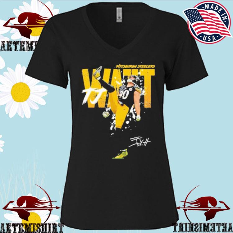 Pittsburgh Steelers T.J. Watt 90 Say Watt logo 2022 T-shirt