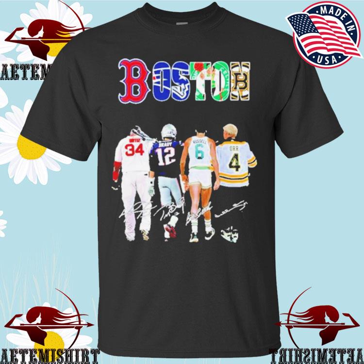 Boston Sports Teams Willans Brady Russell and Orr signature shirt, hoodie,  sweater, longsleeve and V-neck T-shirt