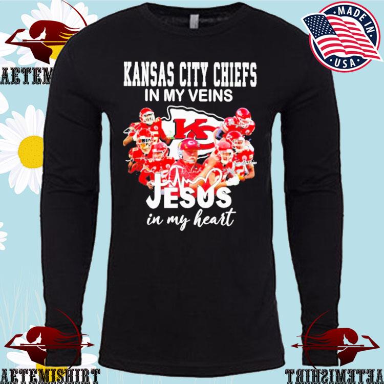 Kansas City Chiefs in my veins Jesus in my heart shirt