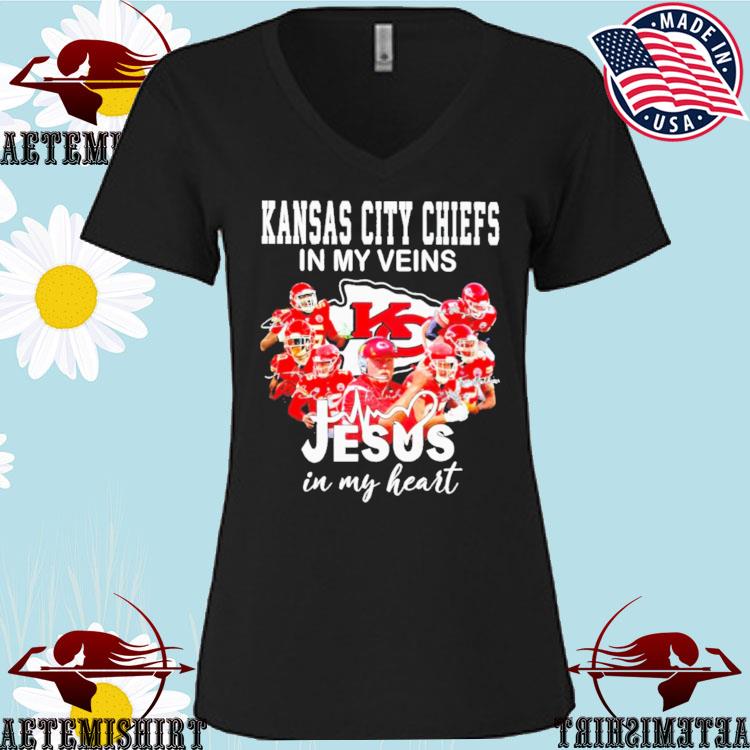 Kansas City Chiefs in my veins Jesus in my heart shirt