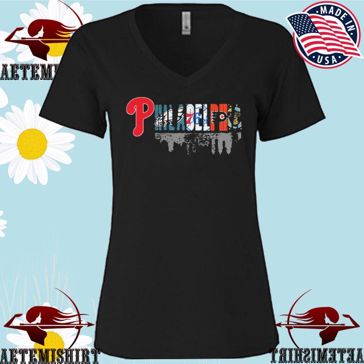 Phillies & Eagles & Sixers (76ers) & Flyers T-Shirt - Wrdmrk - Philadelphia Sports Teams (White, Small)