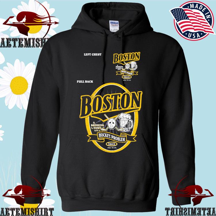 Smack Apparel Boston A Hockey Town with A Drinking Problem Shirt | Boston Pro Hockey Apparel | Shop Unlicensed Boston Gear, Medium / Short Sleeve / Black