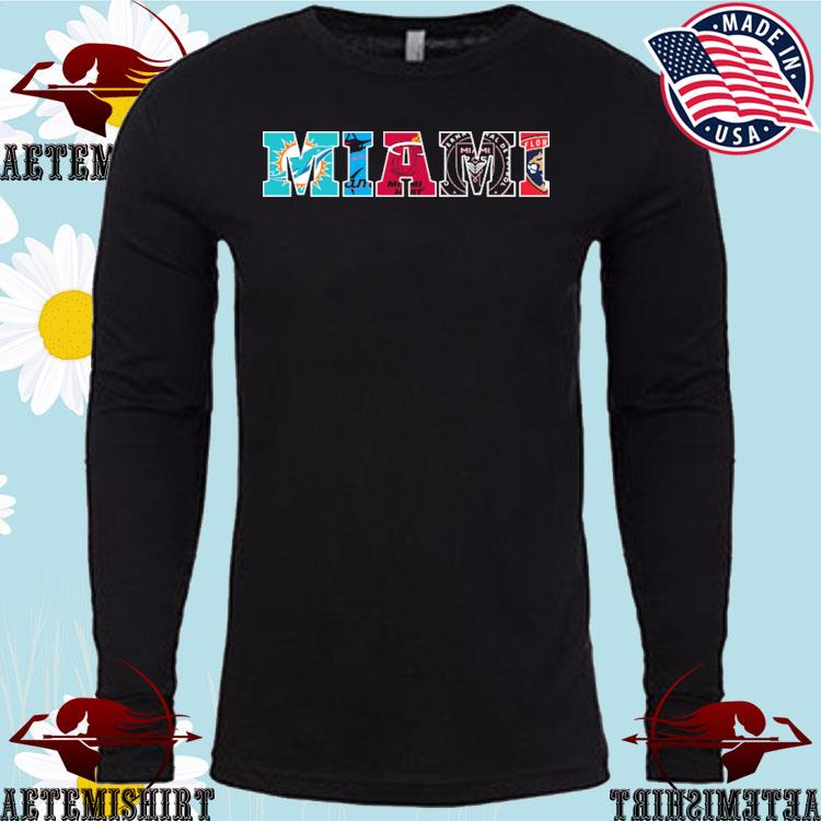 Official team MiamI sports teams miamI marlins miamI dolphins miamI heat  miamI panthers logo 2023 T-shirts, hoodie, tank top, sweater and long  sleeve t-shirt