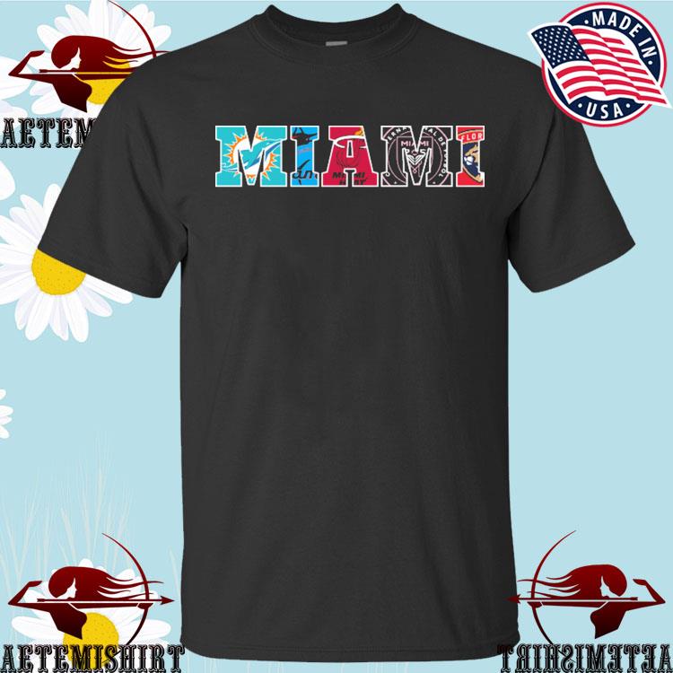 Official team MiamI sports teams miamI marlins miamI dolphins miamI heat  miamI panthers logo 2023 T-shirts, hoodie, tank top, sweater and long  sleeve t-shirt