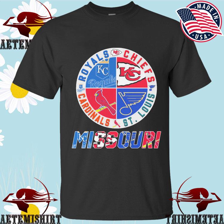 Official missourI Kansas city Chiefs royals st louis cardinals and blue T- shirts, hoodie, sweater, long sleeve and tank top