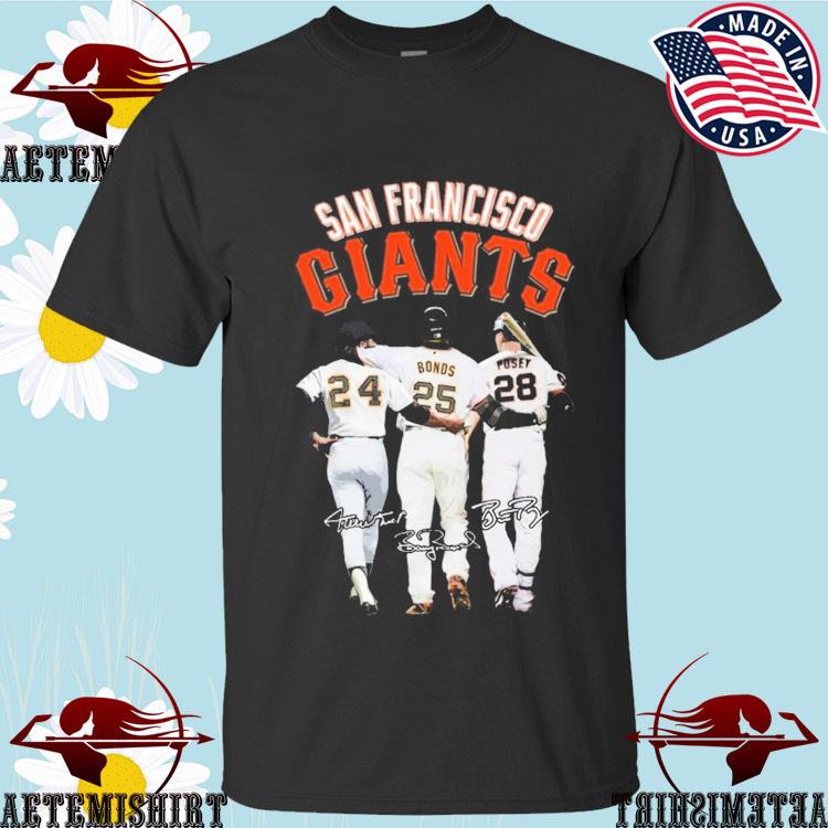 Official San francisco giants willie mays barry bonds buster posey  signatures 2023 T-shirt, hoodie, tank top, sweater and long sleeve t-shirt