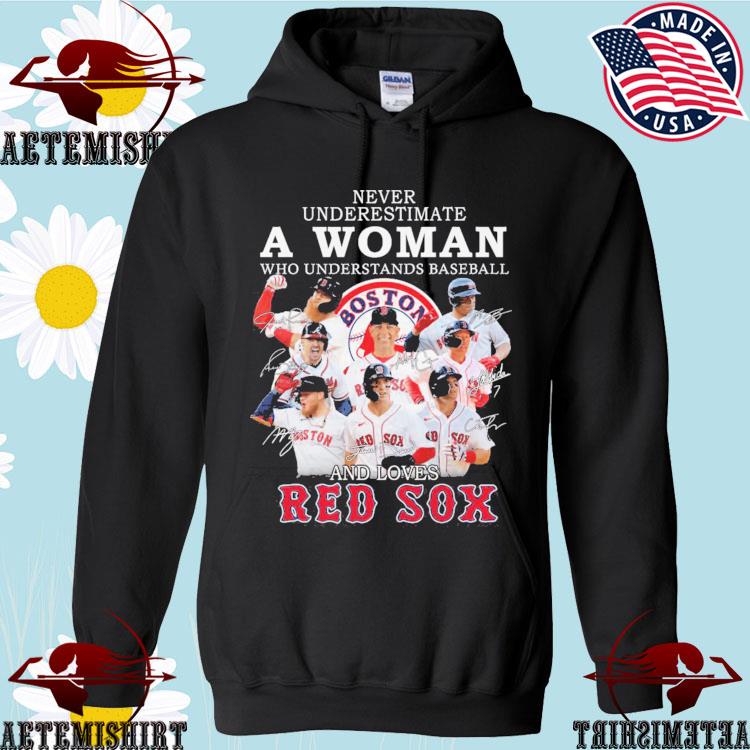 Never underestimate a woman who understands baseball and loves Boston Red  Sox logo shirt, hoodie, sweater, long sleeve and tank top