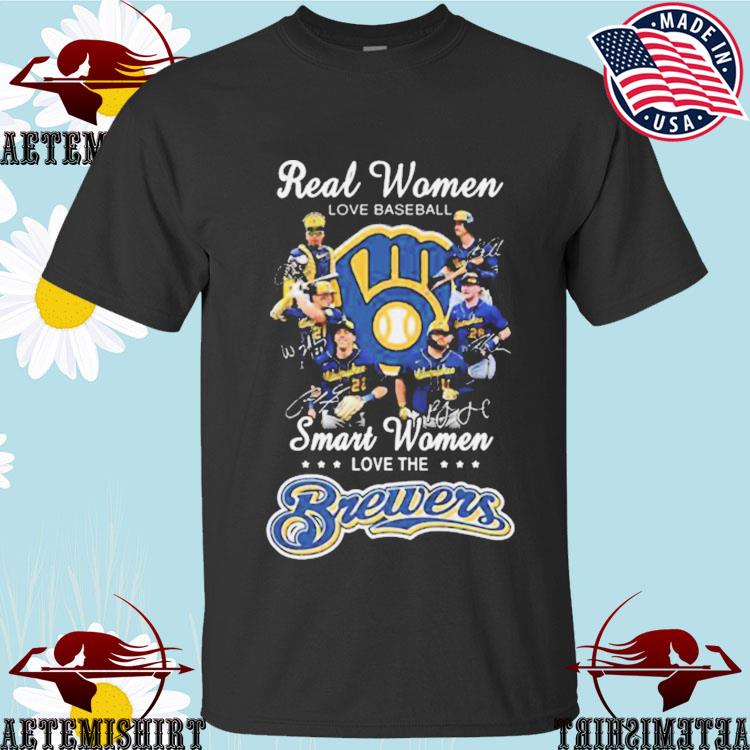 Official real women love baseball smart women love the milwaukee brewers  players 2023 signatures T-shirt, hoodie, tank top, sweater and long sleeve  t-shirt