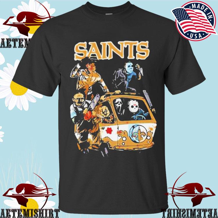 Horror movie characters Cats New Orleans Saints Halloween shirt