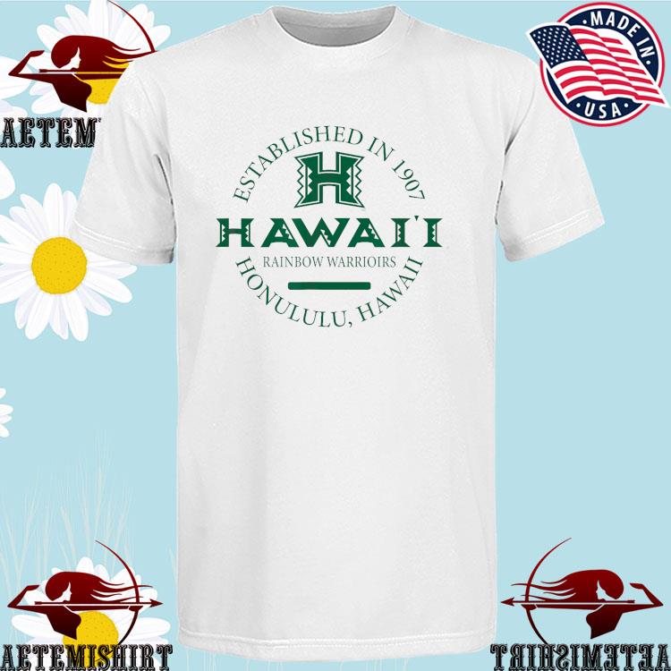 Youth White Hawaii Rainbow Warriors Logo Comfort Colors T-Shirt