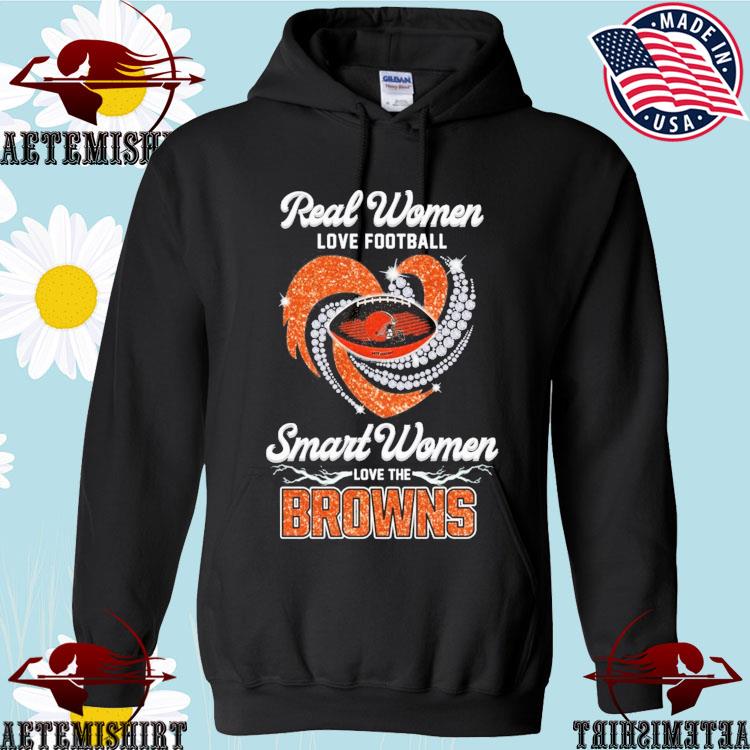 Real women love Football smart women love the Cleveland browns champions  diamond heart T-shirts, hoodie, sweater, long sleeve and tank top