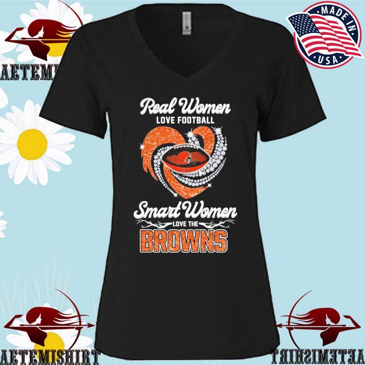 Real women love Football smart women love the Cleveland browns champions  diamond heart T-shirts, hoodie, sweater, long sleeve and tank top