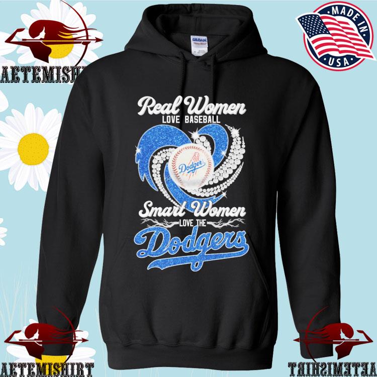 Official real women love Football smart women love the Dodgers diamond  heart T-shirts, hoodie, tank top, sweater and long sleeve t-shirt