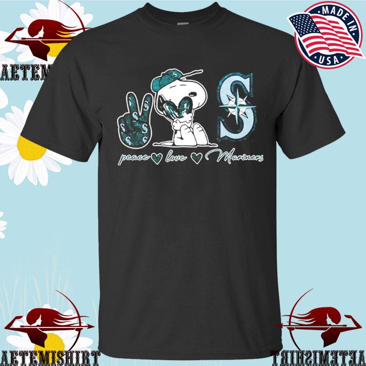 Snoopy Peace Love Seattle Mariners Shirt