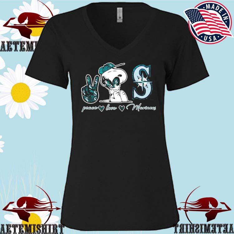 Snoopy Peace Love Seattle Mariners Shirt