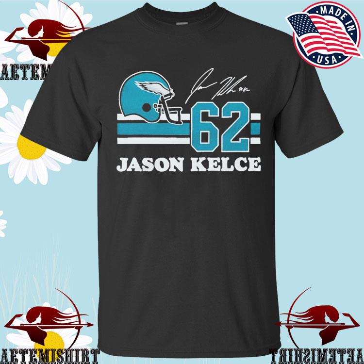 Philadelphia Eagles Jason Kelce 62 helmet and signature t-shirt - Yesweli