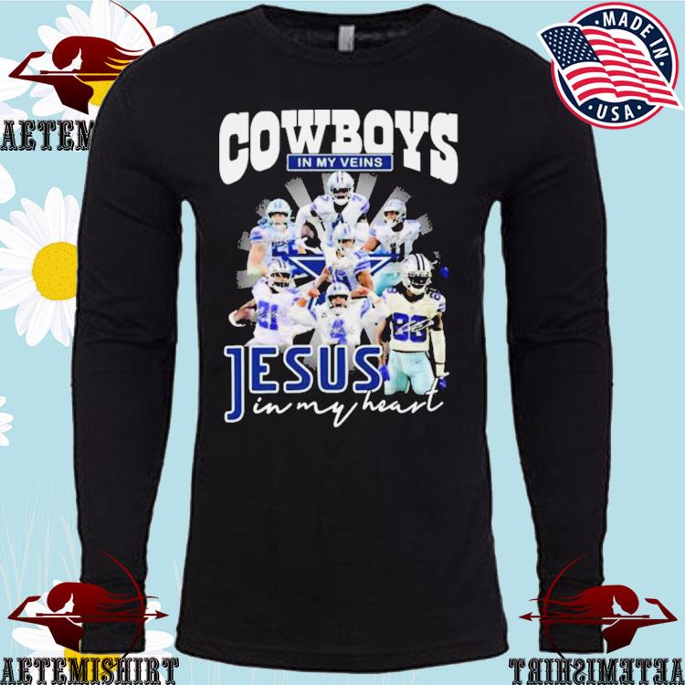 Dallas Cowboys Shirt, Cowboys In My Veins Jeus In My Heart Signatures T- Shirt - Bring Your Ideas, Thoughts And Imaginations Into Reality Today