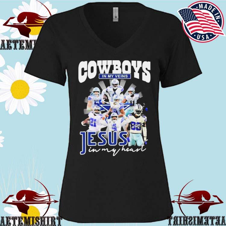 Dallas Cowboys Shirt, Cowboys In My Veins Jeus In My Heart Signatures T- Shirt - Bring Your Ideas, Thoughts And Imaginations Into Reality Today