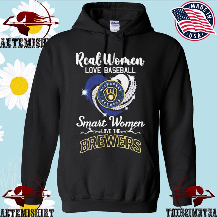 Real women love baseball smart women love the Brewers heart diamonds shirt,  hoodie, longsleeve, sweatshirt, v-neck tee