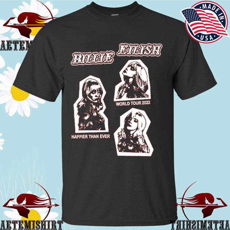 Official billie Eilish Cut Out Happier Than Ever The World Tour T-shirts