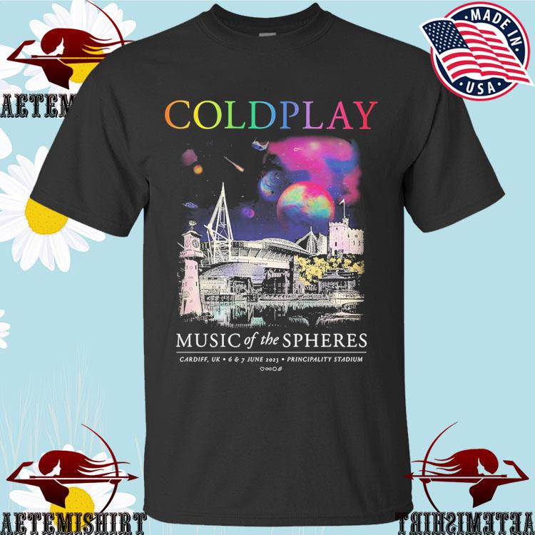 Official coldplay Cardiff June 2023 Music Of The Spheres Cardiff Uk Principality Stadium T-shirts