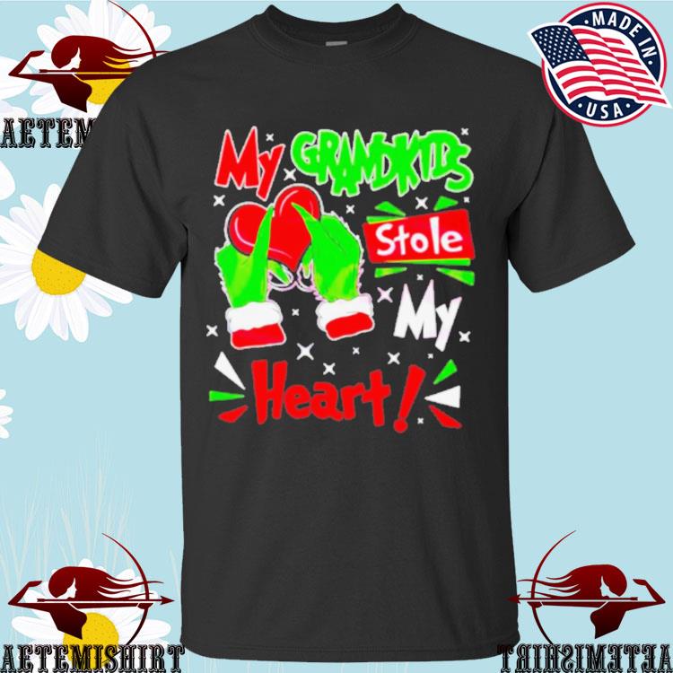 Official my Grandkids Stole My Heart Grinch Hand T-shirts