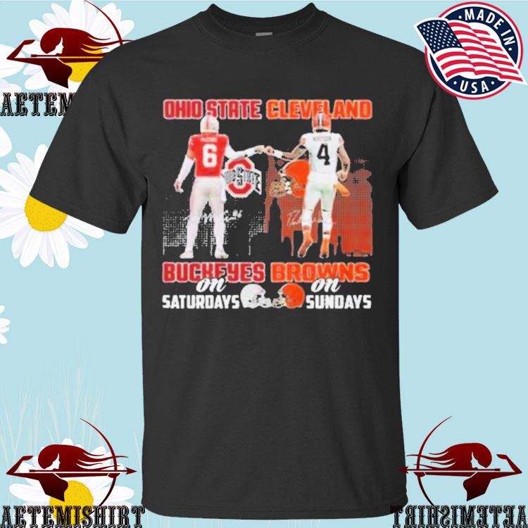 Official ohio State Buckeyes On Saturday Cleveland Browns On Sundays Signatures T-shirts
